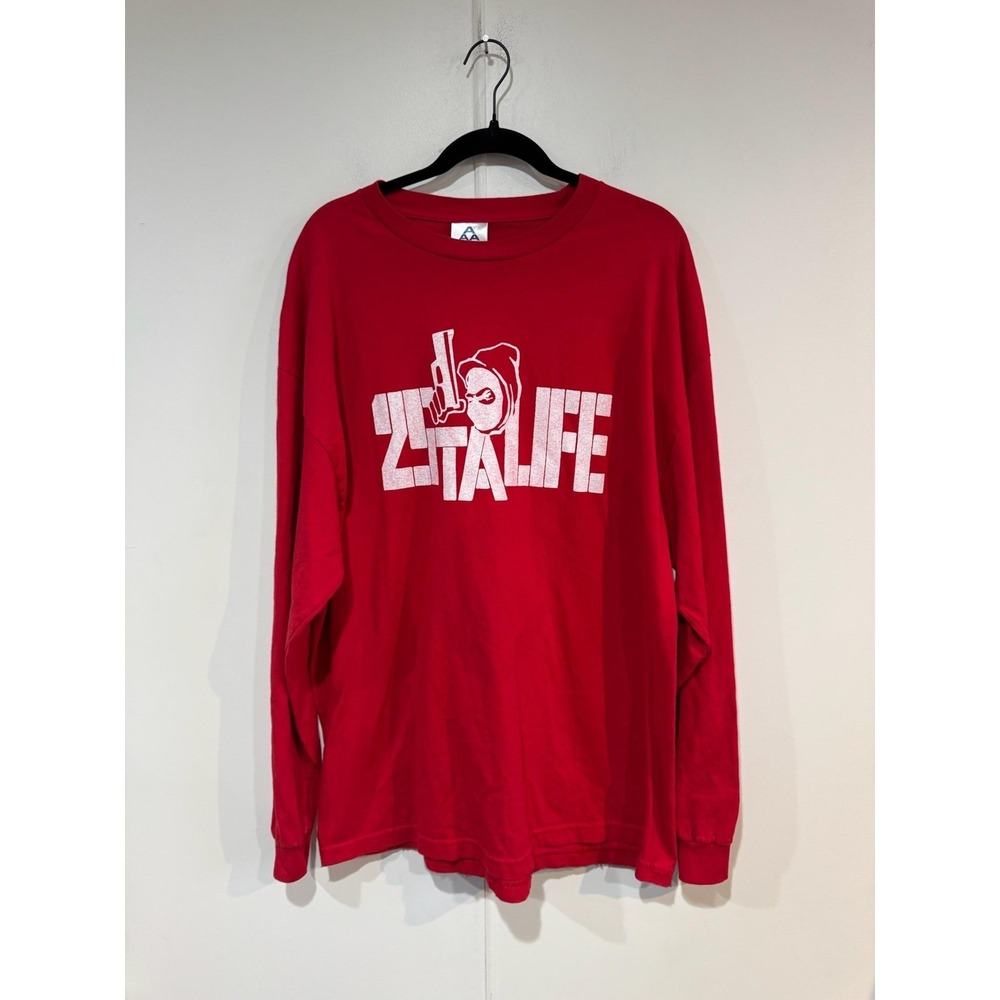 VTG 25 TA Life Shirt Mens XL Red Alstyle Long Sleeve Gun Graphic‎ Tee T-Shirt